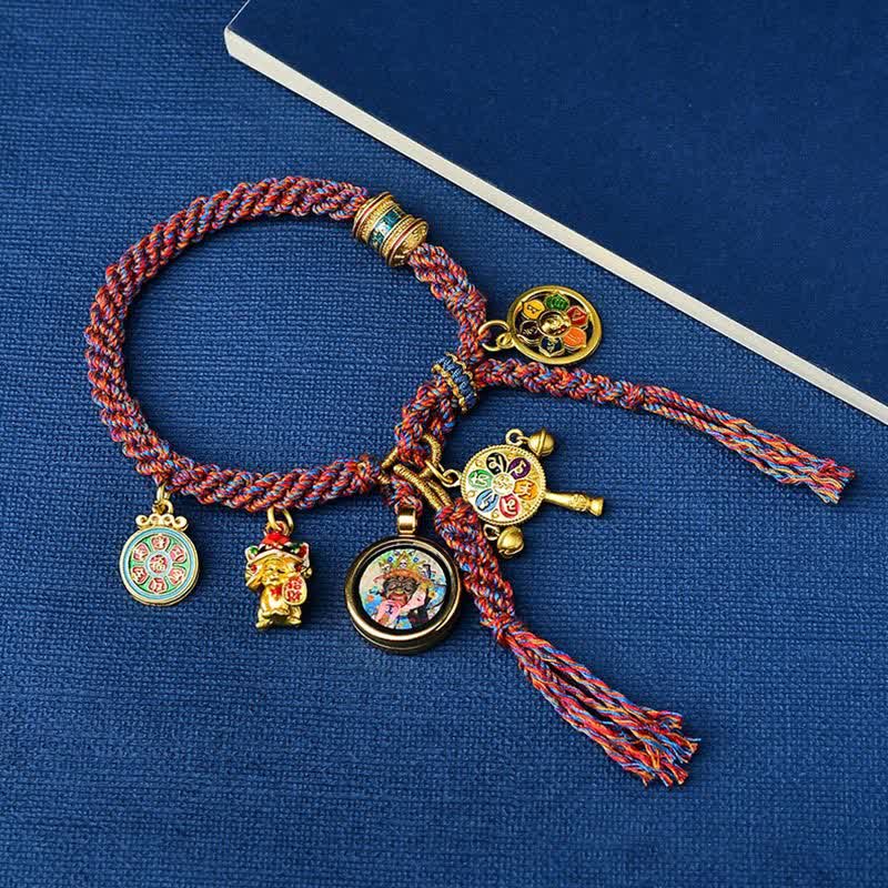 BWOOOH Tibetan Green Tara Zakiram Goddess of Wealth Thangka Luck Braid String Bracelet