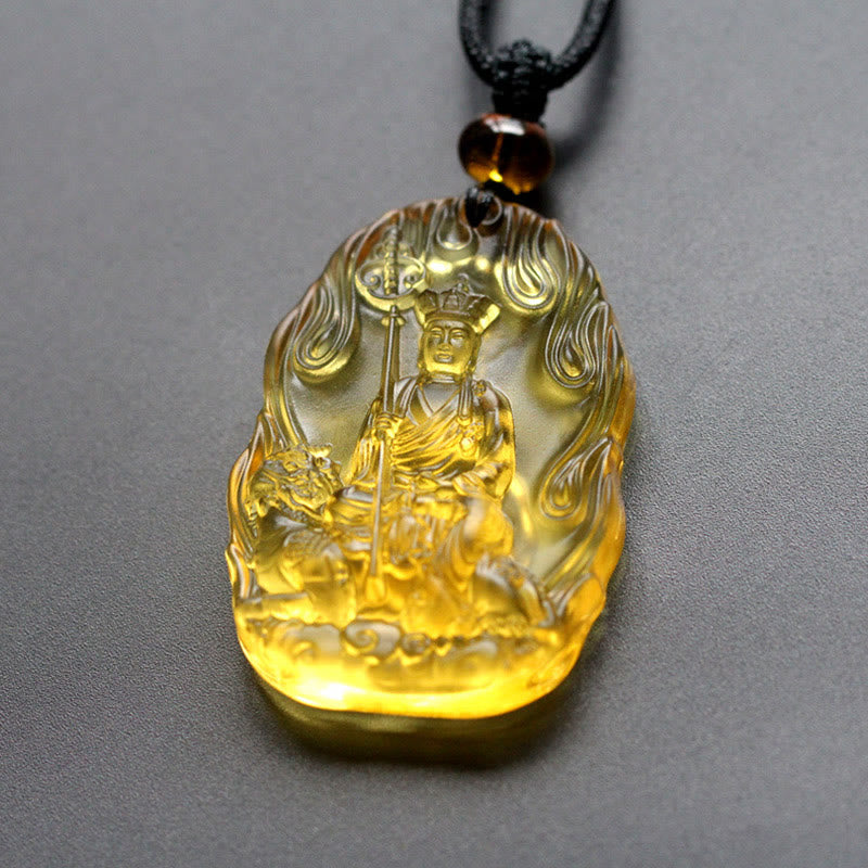 BWOOOH Ksitigarbha Buddha liuli crystal serenity amulet necklace pendant 45cm spiritual protection jewelry