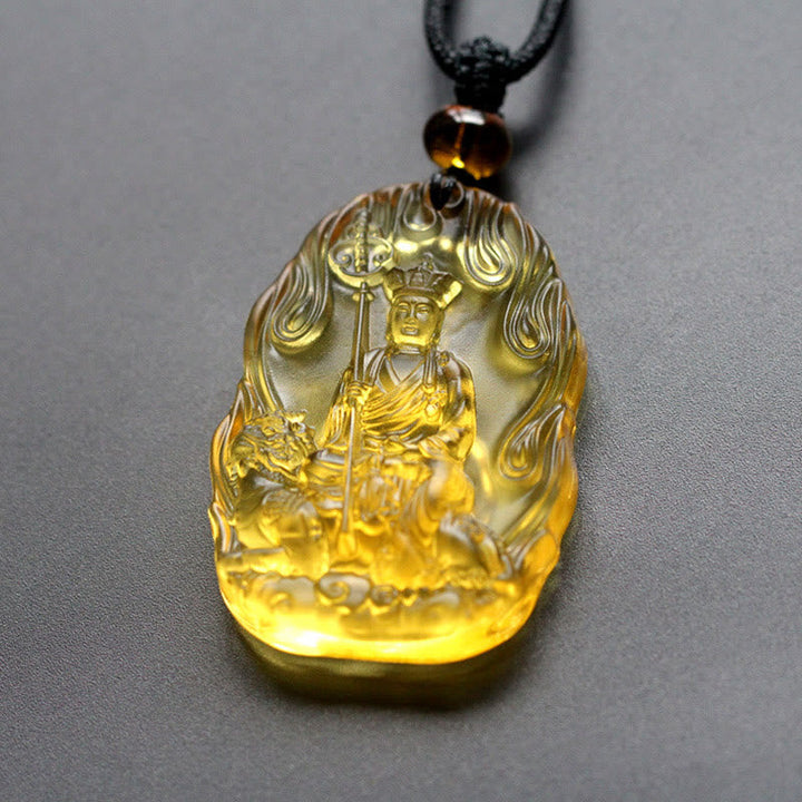BWOOOH Ksitigarbha Buddha liuli crystal serenity amulet necklace pendant 45cm spiritual protection jewelry