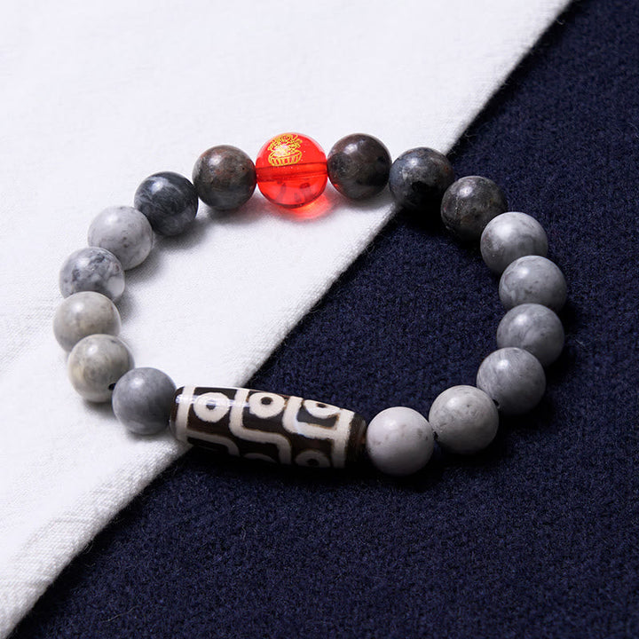 BWOOOH Tibetan Nine-Eye Dzi Bead Picasso Jasper Positive Bracelet