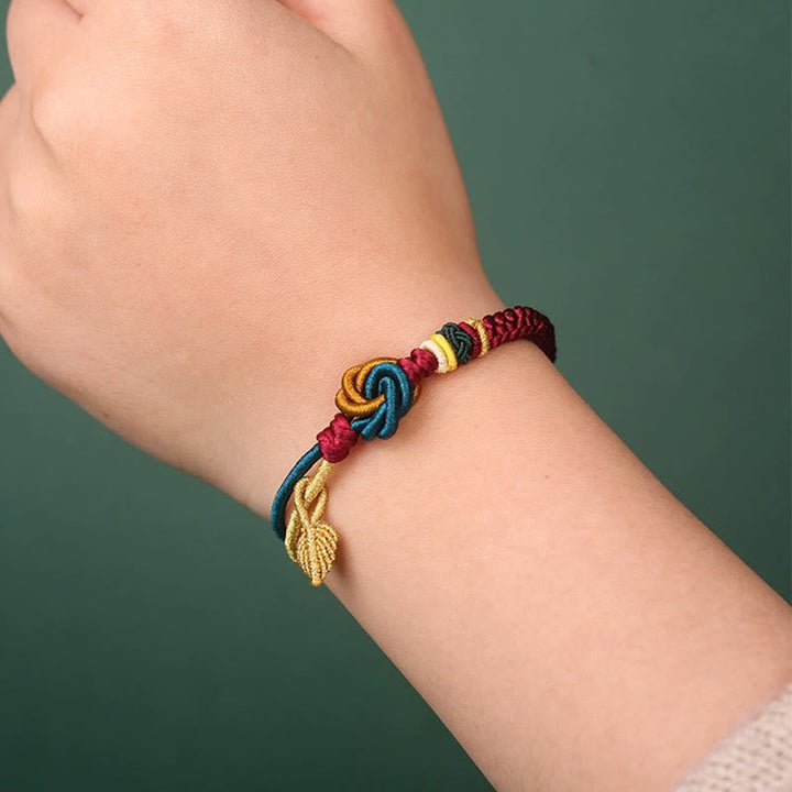 BWOOOH Tibetan Handmade Mandala Knot Leaf Luck Rope Bracelet