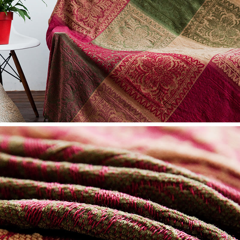 BWOOOH Tibetan Multicolored Flower Pattern Hand-Dyed Blan