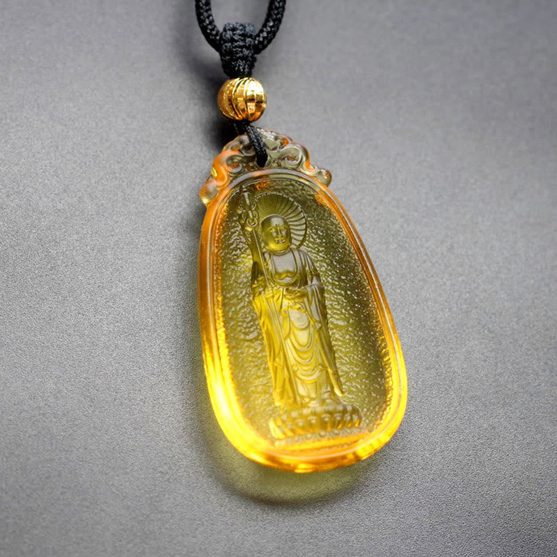 BWOOOH Ksitigarbha Buddha Liuli Crystal Serenity Amulet Necklace Pendant