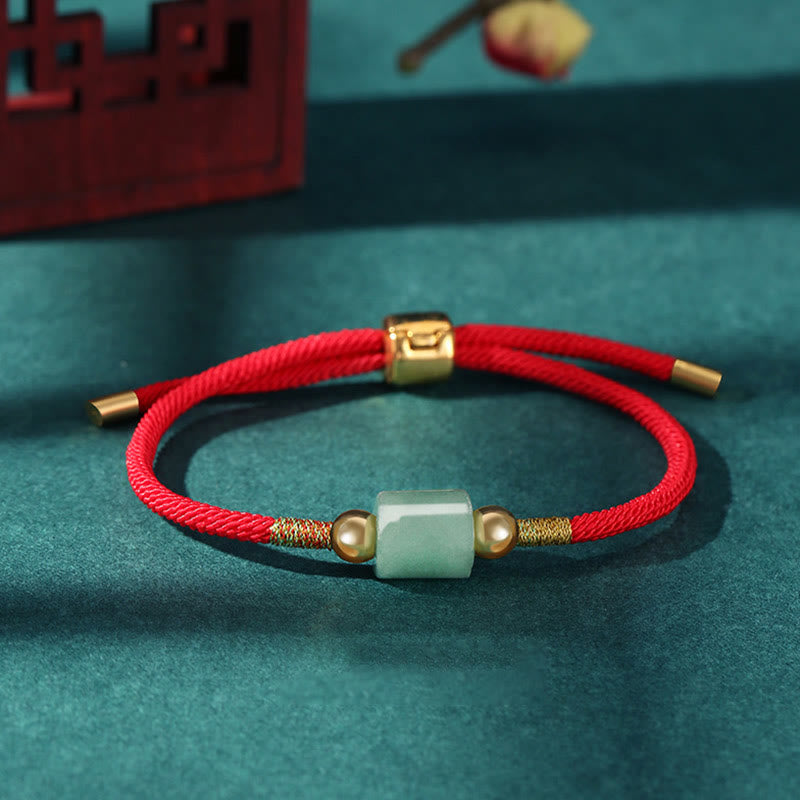 BWOOOH Tibet Handmade Green Aventurine Red Stone Malachite Luck Protection Braided Rope Bracelet  -  Green Aventurine Tibeta...