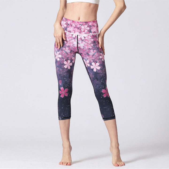 BWOOOH printed yoga leggings - Cherry Blossoms Sakura Lines Print Sport