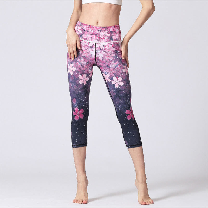BWOOOH printed yoga leggings - Cherry Blossoms Sakura Lines Print Sport
