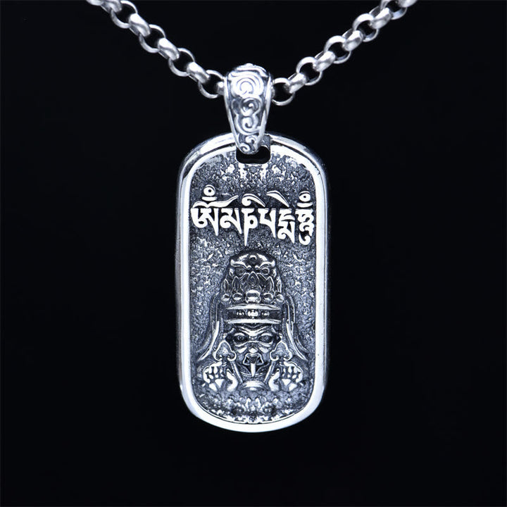 BWOOOH 925 Sterling Silver Zakiram Goddess of Wealth Om Mani Padme Hum Peace Necklace Pendant