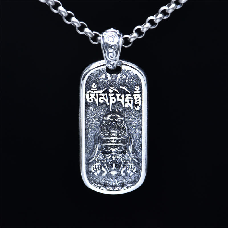 BWOOOH 925 Sterling Silver Zakiram Goddess of Wealth Om Mani Padme Hum Peace Necklace Pendant
