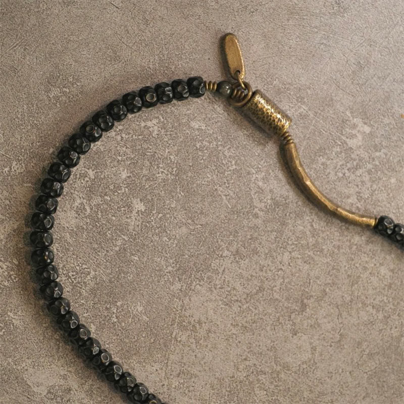 BWOOOH Retro Coconut Shell Brass Copper Happiness Triple Wrap Bracelet