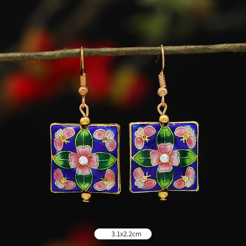 BWOOOH Lotus Butterfly Flower Alloy Copper Enlightenment Drop Earrings