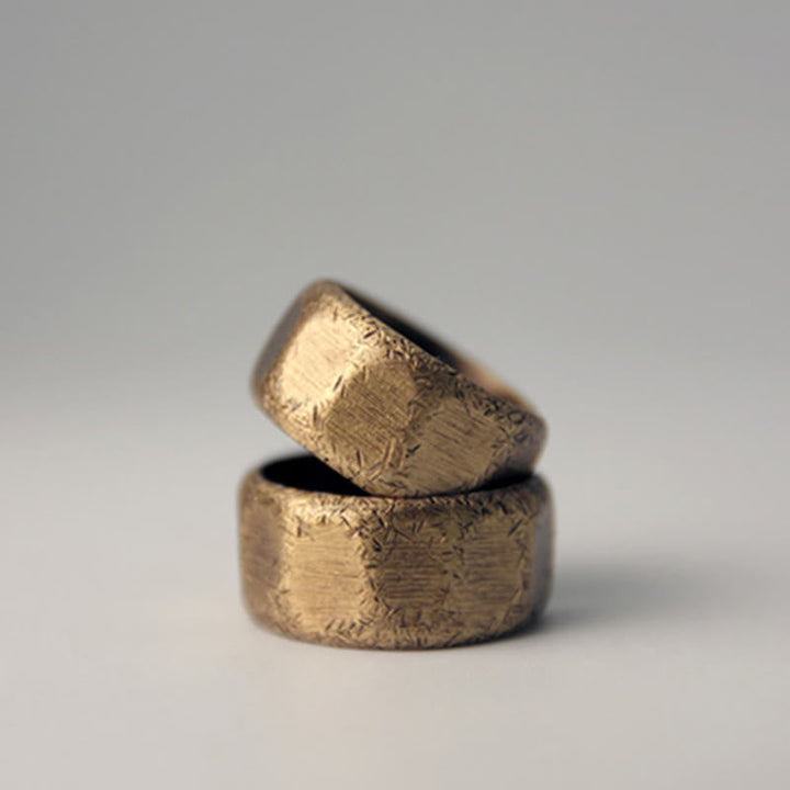 BWOOOH Tibetan Simple Design Copper Brass Frosted Wealth Ring