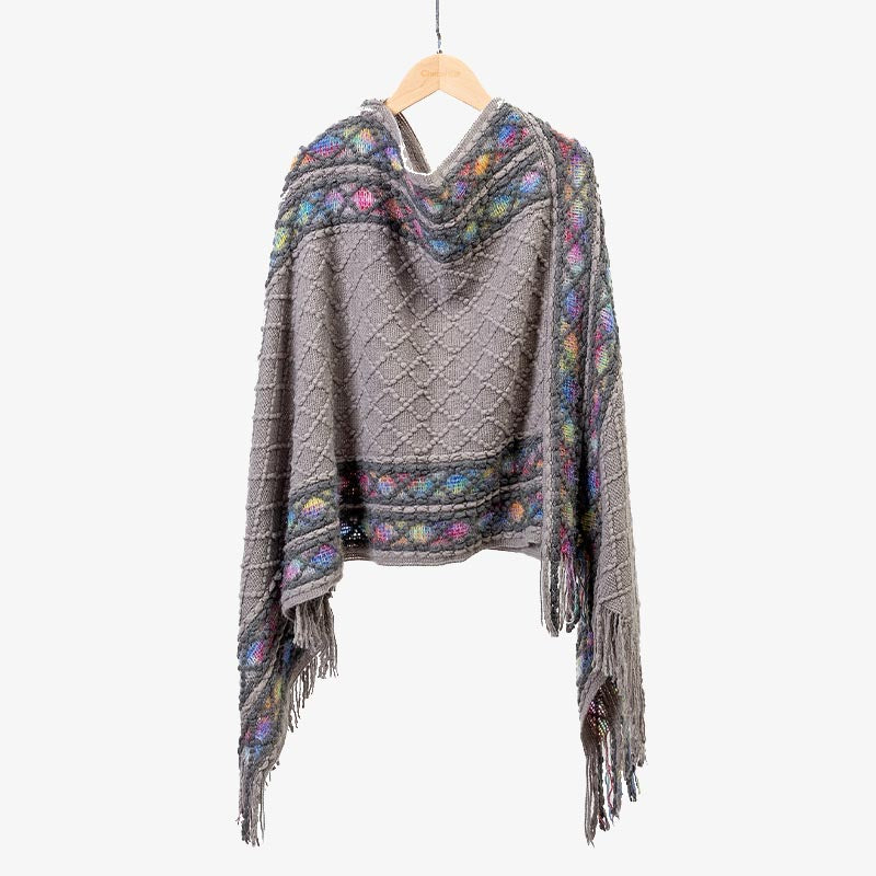 BWOOOH Tibetan Colorful Striped Rhombus Pattern Shawl Tas