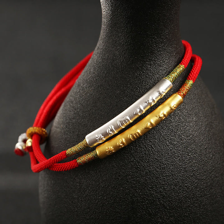 BWOOOH Tibetan Buddhist Handmade Mani Mantra Lucky Red String Bracelet