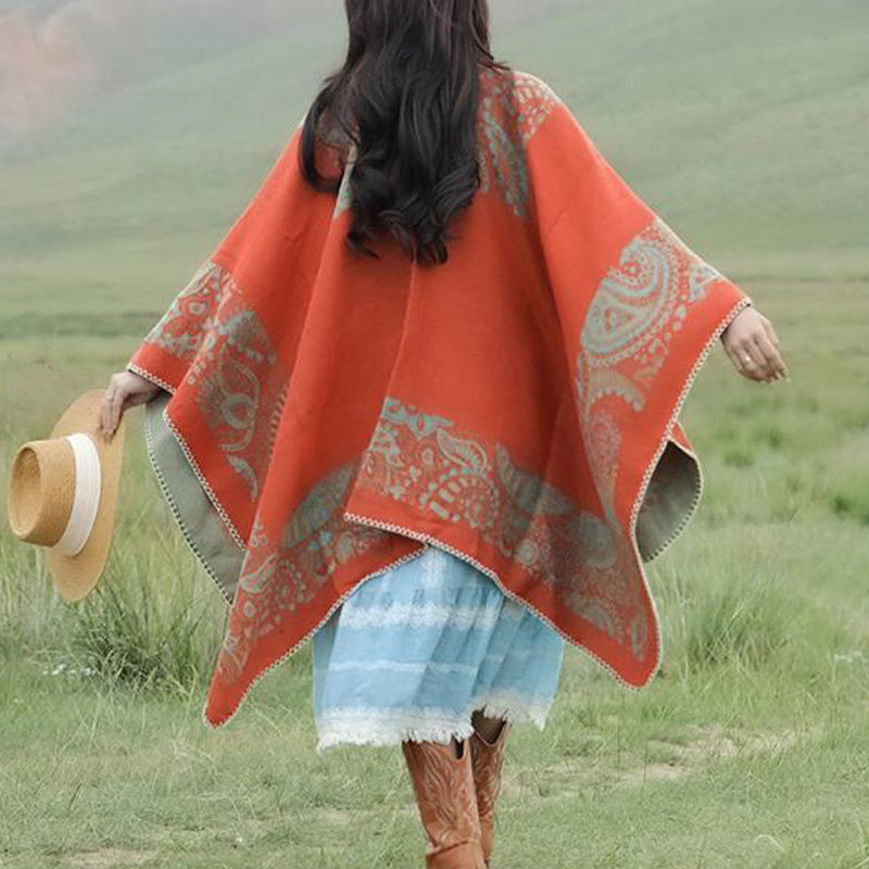 BWOOOH Tibetan Shawl Simple Pattern Winter Cozy Travel Sc