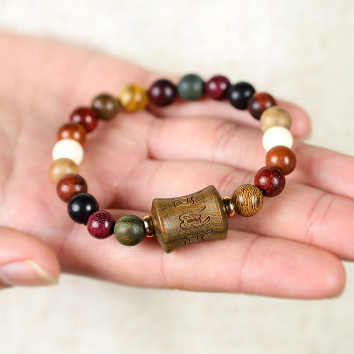 BWOOOH Tibet Multicolored Sandalwood Om Mani Padme Hum Protection Bracelet | spiritual healing bracelet