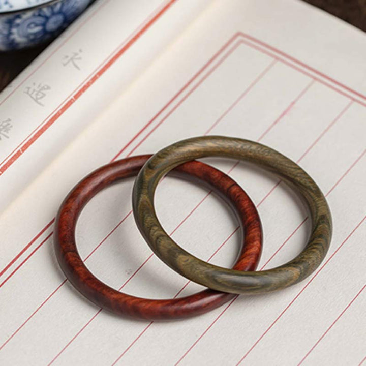 BWOOOH Tibetan Small Leaf Red Sandalwood Ebony Green Sandalwood Protection Bracelet Bangle