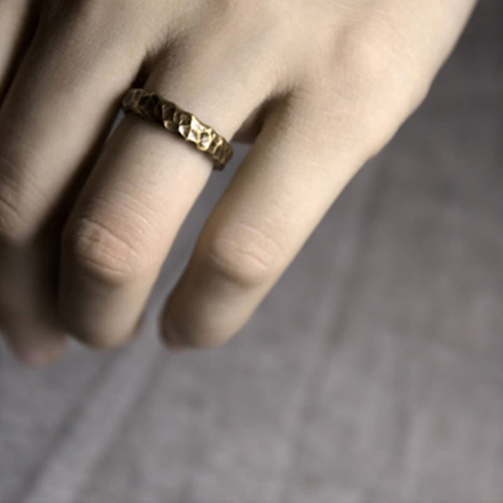 BWOOOH Tibetan Bump Texture Design Copper Brass Luck Ring