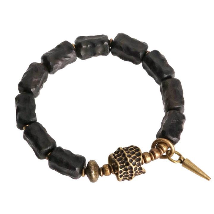 BWOOOH Ebony Wood Copper Balance Protection Couple Bracelet | natural stone spiritual bracelet for healing and mindful living
