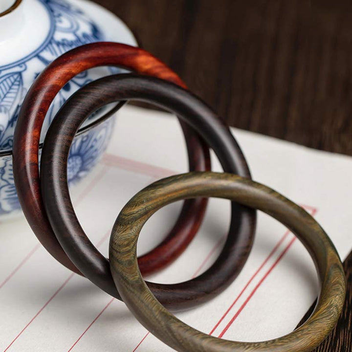 BWOOOH Tibetan Small Leaf Red Sandalwood Ebony Green Sandalwood Protection Bracelet Bangle