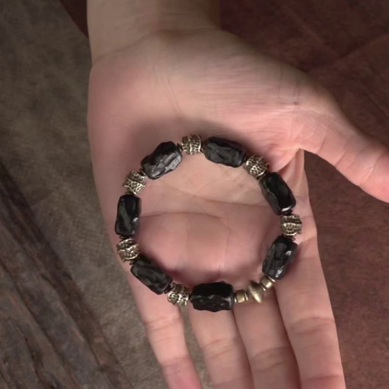 BWOOOH Tibetan Ebony Wood Copper Calm Peace Bracelet | natural stone spiritual bracelet for healing and mindful living