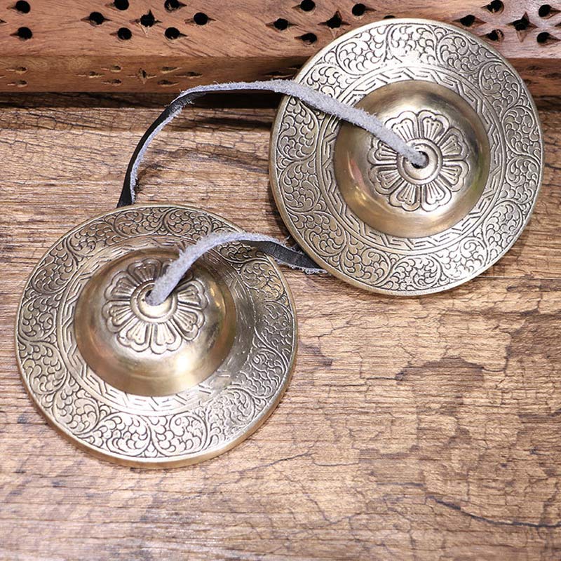 BWOOOH Tibetan Tingsha Bell Auspicious Cloud Six True Words Copper Wealth Decoration | Copper Tibetan bell