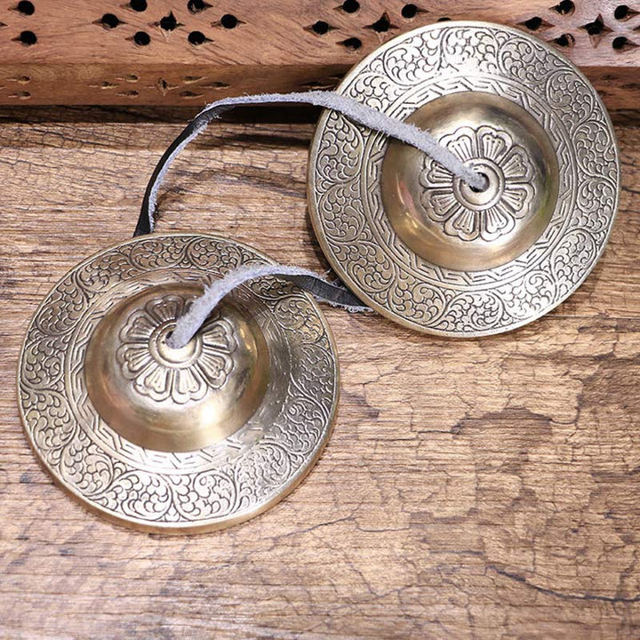 BWOOOH Tibetan Tingsha Bell Auspicious Cloud Six True Words Copper Wealth Decoration | Copper Tibetan bell