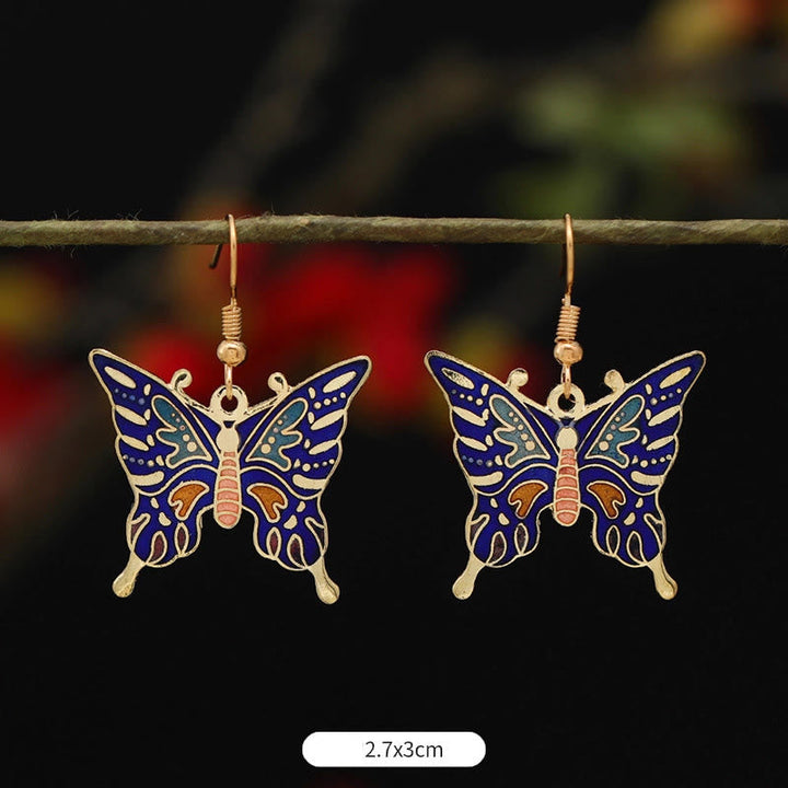 BWOOOH Lotus Butterfly Flower Alloy Copper Enlightenment Drop Earrings