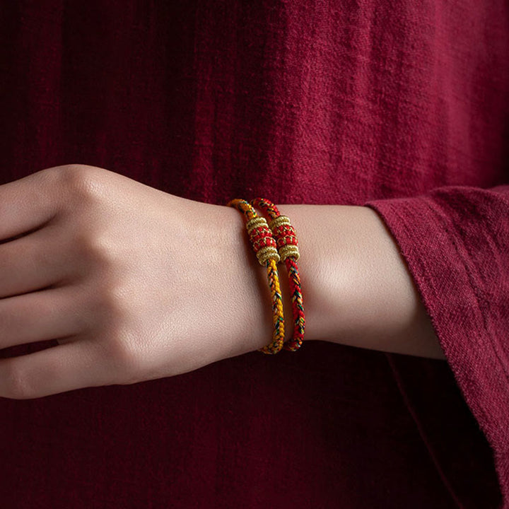 BWOOOH Tibet Handmade Chinese Zodiac Natal Buddha Luck Strength Braided String Bracelet
