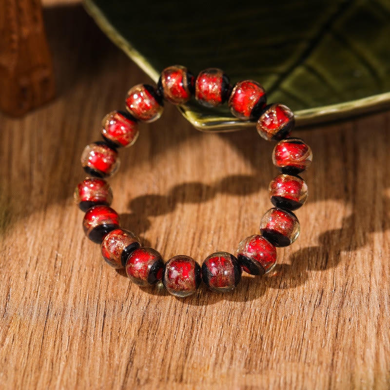 BWOOOH Tibetan Classic Liuli Glass Bead Luck Wealth Bracelet