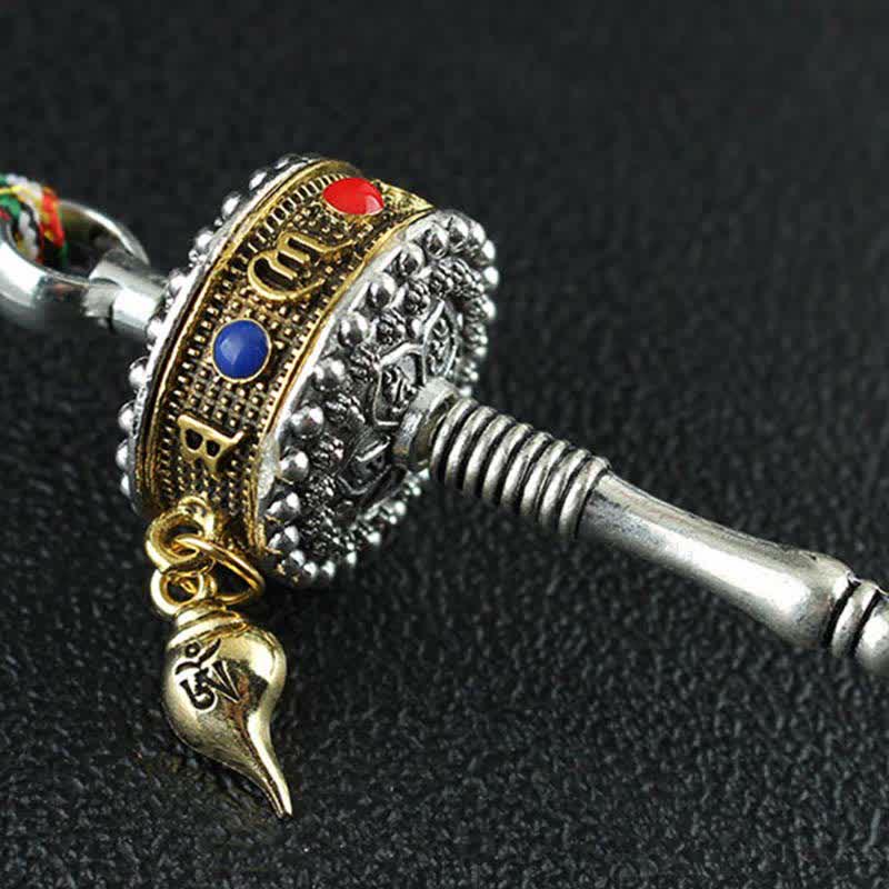 BWOOOH Tibet Om Mani Padme Hum Prayer Wheel Peace Rotatable Bag Car Hanging Decoration | natural stone Buddhist car hanging
