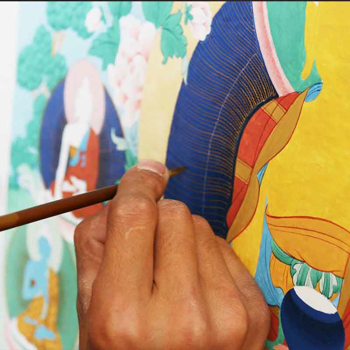 BWOOOH Tibetan Handmade Thangka Painting Spiritual Blessing Blind Box Random Color Pattern | natural stone Tibetan bracelet