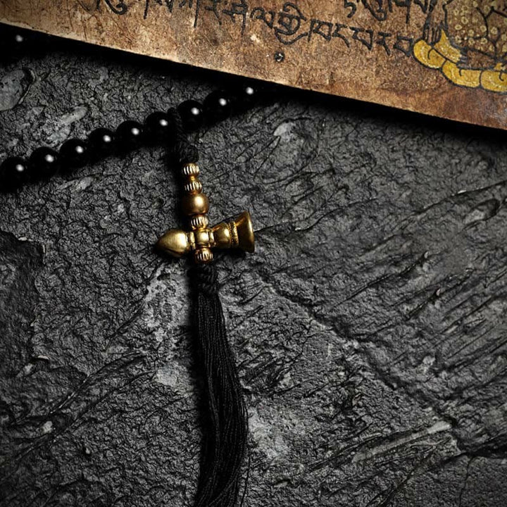 BWOOOH Tibetan 108 Mala Beads Black Onyx Tiger Eye Nine Palaces Bagua Protection Bracelet
