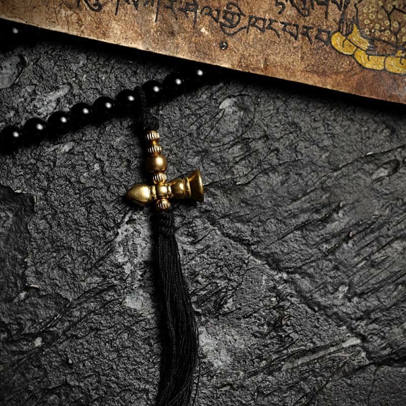 BWOOOH Tibetan 108 Mala Beads Black Onyx Tiger Eye Nine Palaces Bagua Protection Bracelet