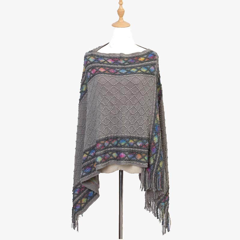BWOOOH Tibetan Colorful Striped Rhombus Pattern Shawl Tas