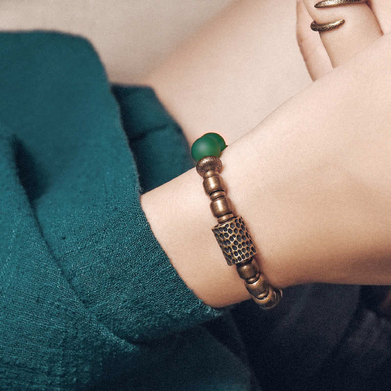 BWOOOH Tibetan Red Agate Green Agate Copper Confidence Fortune Bracelet