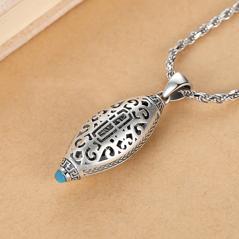 BWOOOH Tibet Om Mani Padme Hum Protection Necklace Rotatable Pendant