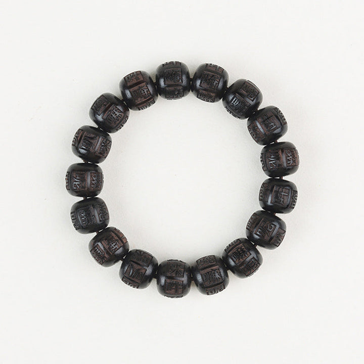 BWOOOH Tibet Ebony Wood Om Mani Padme Hum Engraved Balance Bracelet