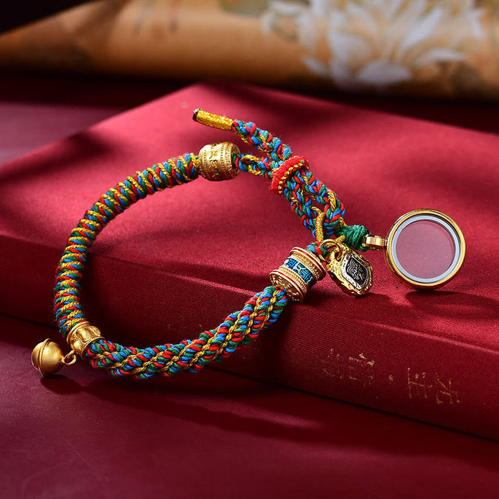 BWOOOH Tibetan Om Mani Padme Hum Carved Zakiram Goddess of Wealth Charm Amulet Bracelet