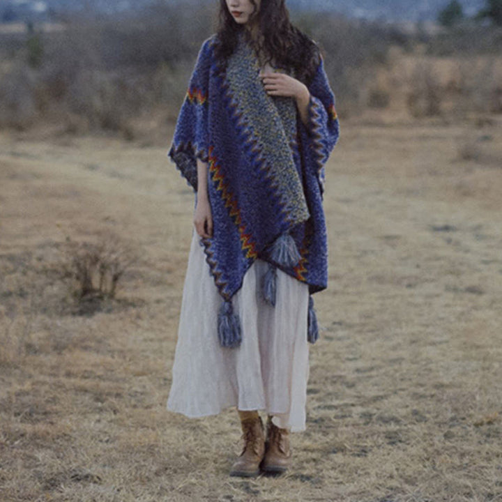 BWOOOH Tibetan Shawl Soft Warm Knitting Cloak Winter Tibe