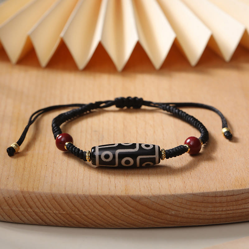 BWOOOH Handcrafted Tibetan Nine-eye Dzi Bead Protection Bracelet
