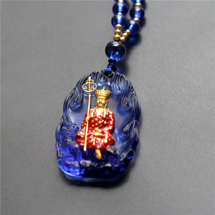 BWOOOH Ksitigarbha Buddha Liuli Crystal Compassion Amulet Necklace Pendant