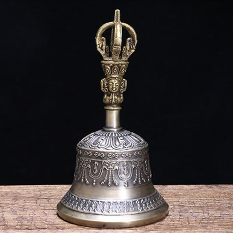 BWOOOH Tibetan Meditation Bell and Vajra Dorje Copper Enlightenment Decoration Set | Copper Tibetan bell