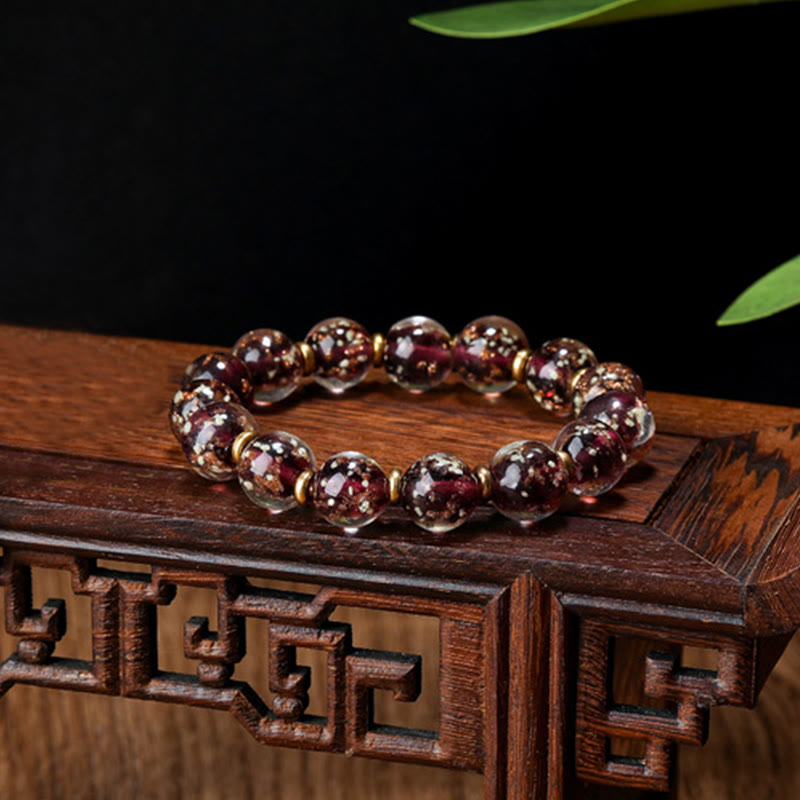 BWOOOH Gold Swallowing Beast Family Charm Luminous Fluorescent Liuli Glass Bead Success Bracelet