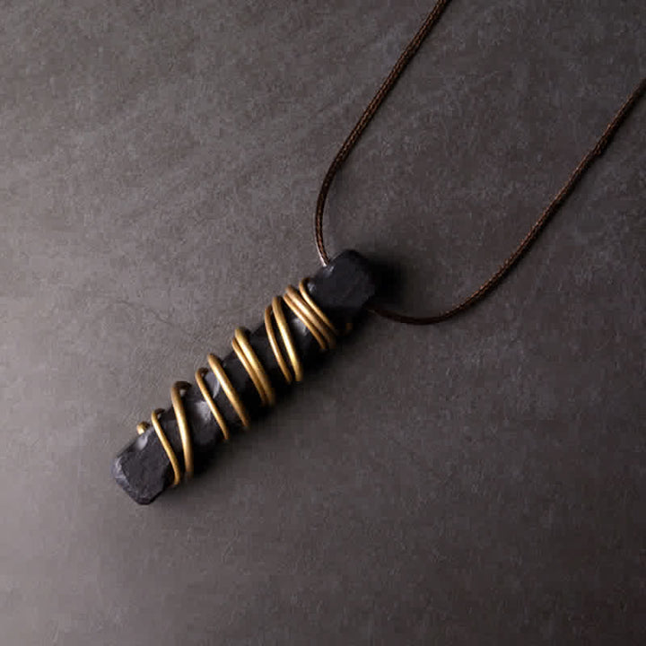BWOOOH Tibet ebony wood brass balance peace necklace pendant — wooden meditation necklace and Tibetan grounding necklace