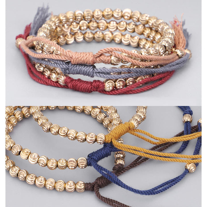 BWOOOH Tibetan Handmade Copper Bead Luck String Bracelet | natural stone spiritual bracelet for healing and mindful living