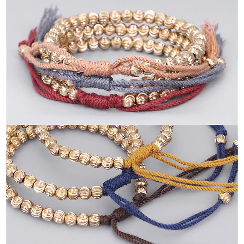 BWOOOH Tibetan Handmade Copper Bead Luck String Bracelet | natural stone spiritual bracelet for healing and mindful living