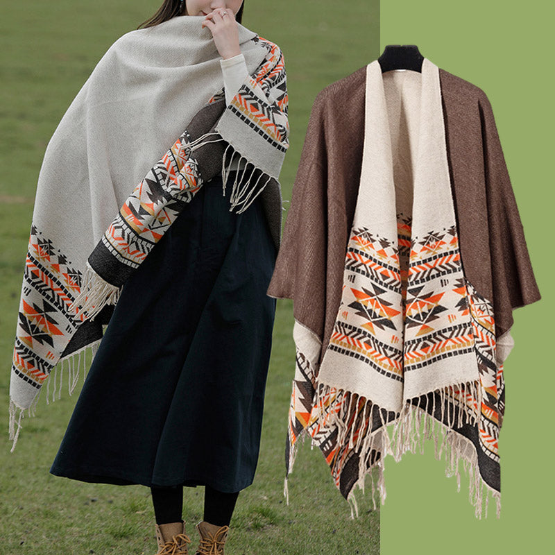 BWOOOH Tibetan Shawl Colorful Geometry Winter Cozy Travel