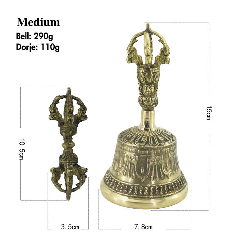 BWOOOH Tibetan Meditation Bell and Vajra Dorje Copper Balance Handmade Decoration Set | Copper Tibetan bell