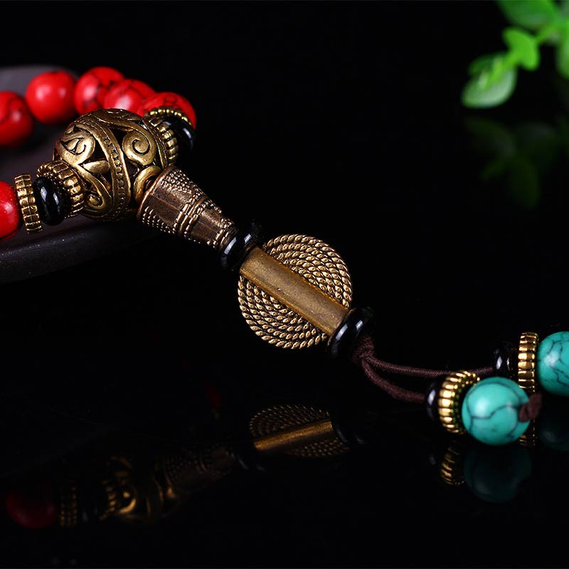 BWOOOH Tibetan Mala Red Turquoise Lucky Necklace Bracelet