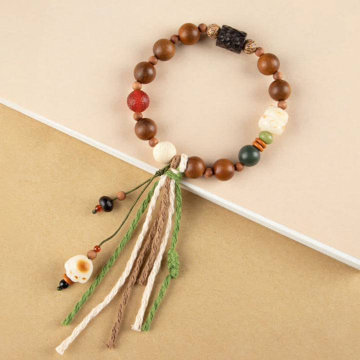 BWOOOH Lightning Strike Wood Bodhi Seed Cat Paw Claw Auspiciousness Protection Tassel Bracelet